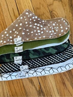 Copper Pearl Kids Bandana Bib Set - Brown, Green, Black & White